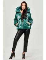Zelená metalická krátká dámská zimní bunda puffer (omdl-022) Zelená metalická krátká dámská zimní bunda puffer (omdl-022)