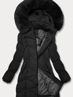 Černá dámská zimní plus size bunda s do stehen model 21248373 - S'WEST