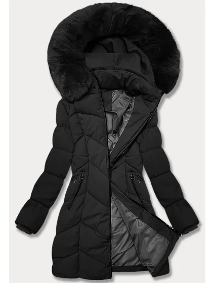 Černá dámská zimní plus size bunda s do stehen model 21248373 - S'WEST Černá dámská zimní plus size bunda s do stehen model 21248373 - S'WEST