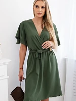 Šaty s vrstveným výstřihem khaki