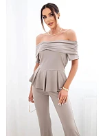 Dámský bavlněný komplet s krátkým rukávem a šortkami žlutý