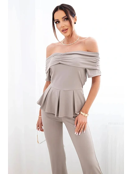 Dámský bavlněný komplet s krátkým rukávem a šortkami žlutý