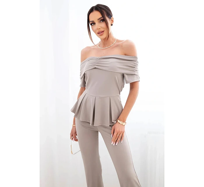 Dámský bavlněný komplet s krátkým rukávem a šortkami žlutý