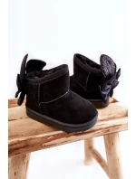 Dívčí teplé sněhule s mašlemi Černe Meriva Dívčí teplé sněhule s mašlemi Černe Meriva