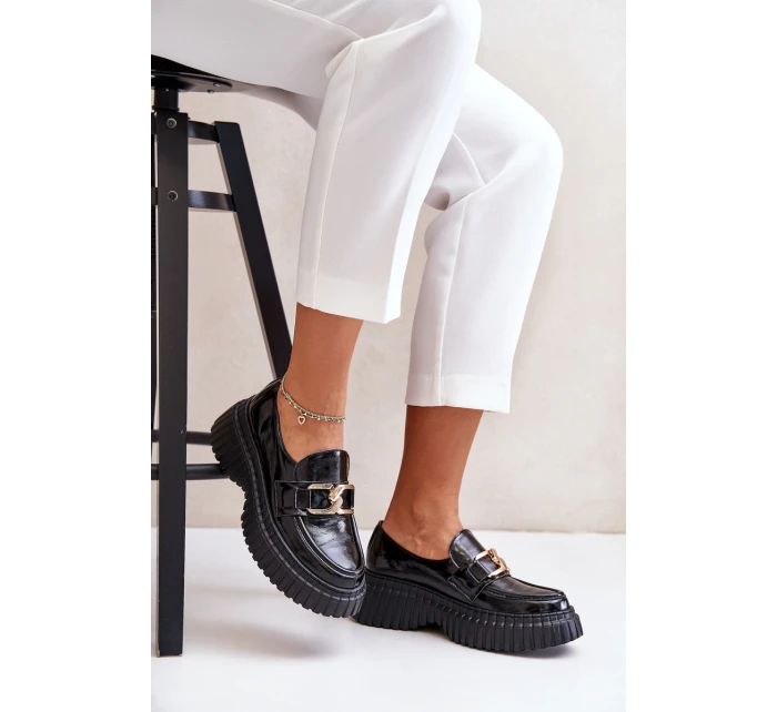 model 21673783 Lakované Polobotky Mokasíny Dámské Z Přírodní Kůže Tmavě Zelené - Zazoo