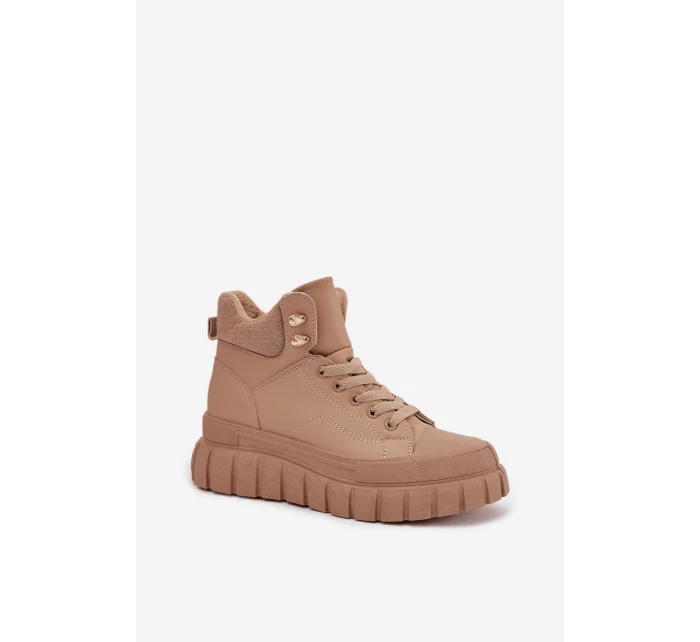 Dámské zateplené kozačky trapery na platformě Camel model 21747749 - Boto Dámské zateplené kozačky trapery na platformě Camel model 21747749 - Boto