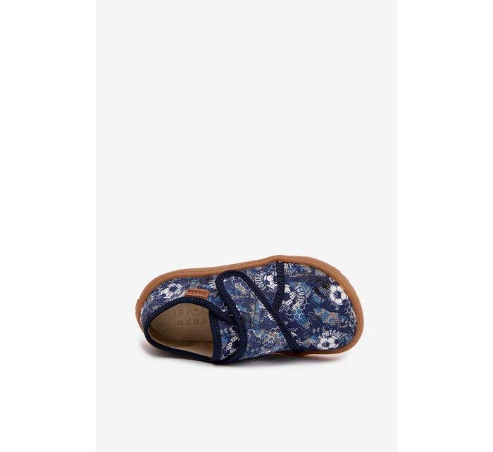 Dětské domácí boty pro na suchý zip Barefoot  tmavě modré model 22007348 - Froddo