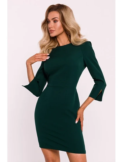 Mini šaty s rukávy lahvově zelené model 20515049 - Moe