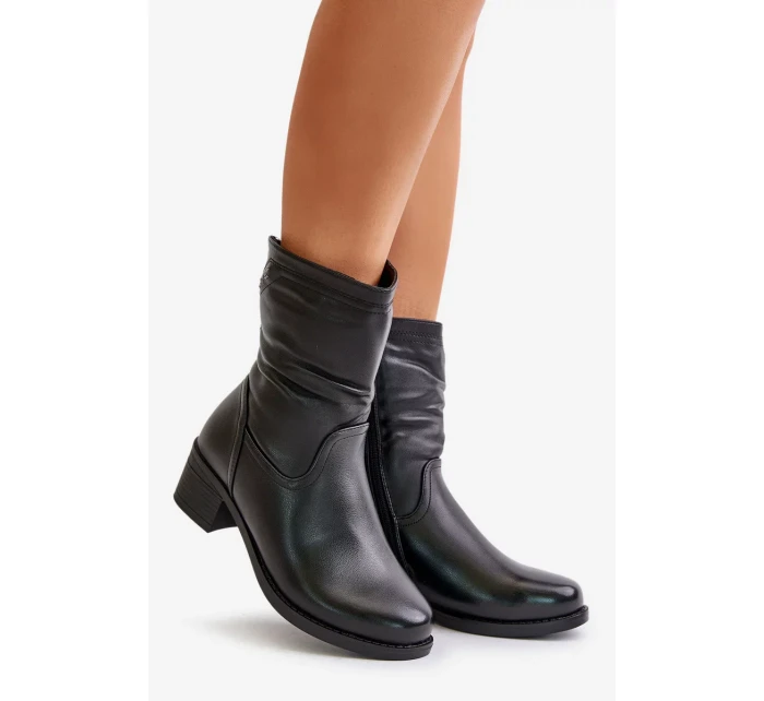 Kotníkové boty na nízkém podpatku zateplené kožíškem Vinceza černé Kotníkové boty na nízkém podpatku zateplené kožíškem Vinceza černé