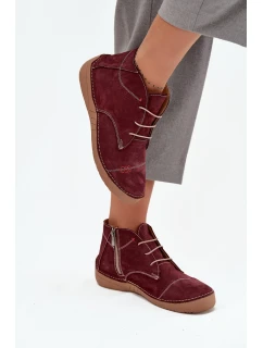 Dámské kožené polobotky s prošitím na zip Artiker – bordó