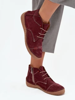 Dámské kožené polobotky s prošitím na zip Artiker – bordó
