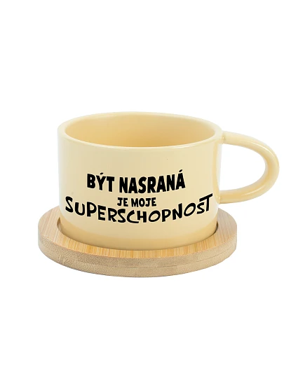 BÝT NASRANÁ JE MOJE SUPERSCHOPNOST - žlutý hrníček makronka 200 ml BÝT NASRANÁ JE MOJE SUPERSCHOPNOST - žlutý hrníček makronka 200 ml