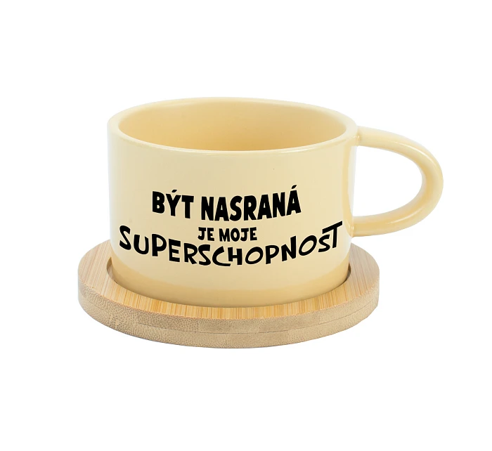 BÝT NASRANÁ JE MOJE SUPERSCHOPNOST - žlutý hrníček makronka 200 ml BÝT NASRANÁ JE MOJE SUPERSCHOPNOST - žlutý hrníček makronka 200 ml