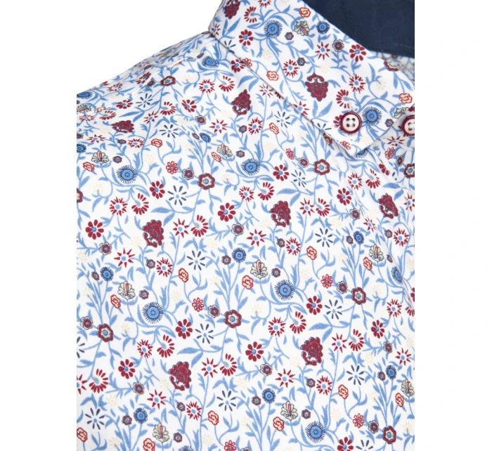 Pánská vzorovaná slim košile s krátkým rukávem bílá Dstreet model 21989625 - FashionStreet