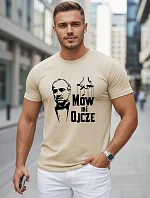 Pánské klasické bavlněné tričko s potiskem béžové FashionStreet NX5145R
