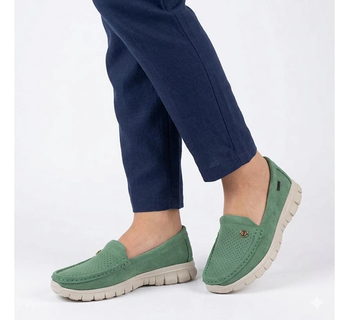 Dámské kožené pohodlné polobotky zelené Jezzi 7075 Dámské kožené pohodlné polobotky zelené Jezzi 7075