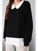 Dámská máslová mikina z viskózy s model 22014163 vsadkou černá - K-Fashion Dámská máslová mikina z viskózy s model 22014163 vsadkou černá - K-Fashion