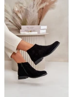 Dámské Boty Na Plochém Podpatku Vyřezávané Černé S.Barski HY42-076