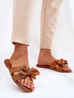 Ploché Dámské Pantofle S Mašlí Camel model 21688578 - Boto