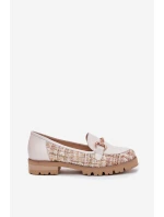 Dámské Kožené Mokasíny Se Zlatým Světle Béžové model 21697365 - Laura Messi
