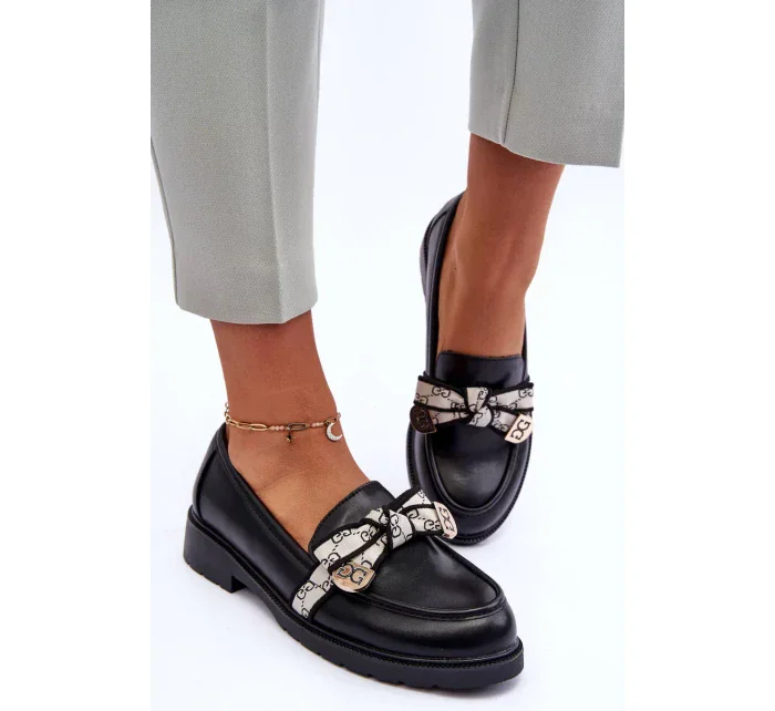 Kožené Dámské Polobotky Mokasíny Černé SBarski HY330