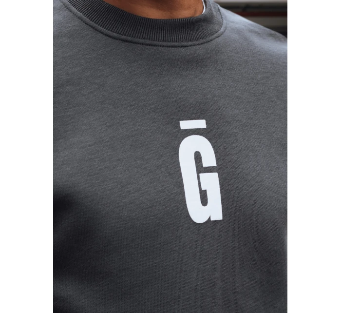 Pánská grafitová mikina s potiskem FashionStreet BX5921