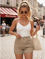 Dámské džínové kraťasy v kamelové barvě FashionStreet SY0553 Dámské džínové kraťasy v kamelové barvě FashionStreet SY0553