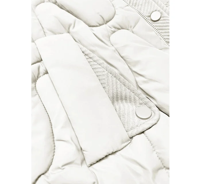 Krátká zimní bunda v barvě ecru s ozdobnou kapucí model 21248199 - S'WEST