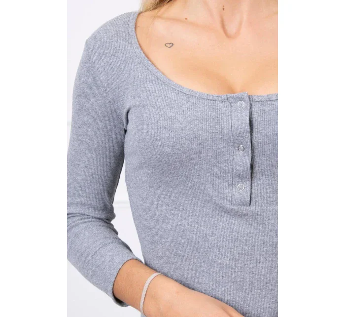 Šaty s výstřihem na knoflíky šedé