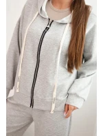 Dámská souprava s širokými nohavicemi a mikinou na zip šedá Dámská souprava s širokými nohavicemi a mikinou na zip šedá