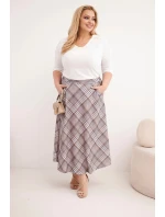 Dámská sukně Plus Size s širokým lemem v model 21959134 vzoru šedá - K-Fashion