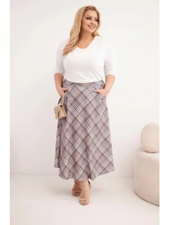 Dámská sukně Plus Size s širokým lemem v model 21959134 vzoru šedá - K-Fashion