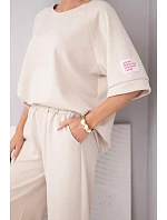 Dámský máslový komplet z viskózy mikina a široké kalhoty světle fialový