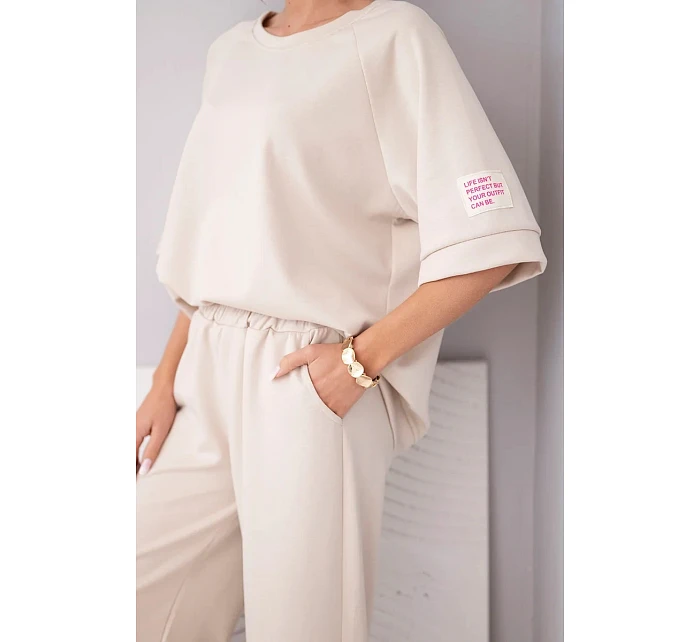 Dámský máslový komplet z viskózy mikina a široké kalhoty světle fialový