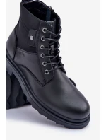 Kožené Zateplené Kotníkové Boty Pánské Big Star model 21675410 Černé - Big Star Shoes Kožené Zateplené Kotníkové Boty Pánské Big Star model 21675410 Černé - Big Star Shoes