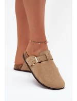 Dámské Pantofle Na Korkové Platformě Se Zlatou Přezkou Big Star SS274738 Béžové Dámské Pantofle Na Korkové Platformě Se Zlatou Přezkou Big Star SS274738 Béžové