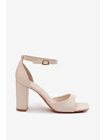 Dámské sandály na podpatku z imitace kůže světle béžové Melvra