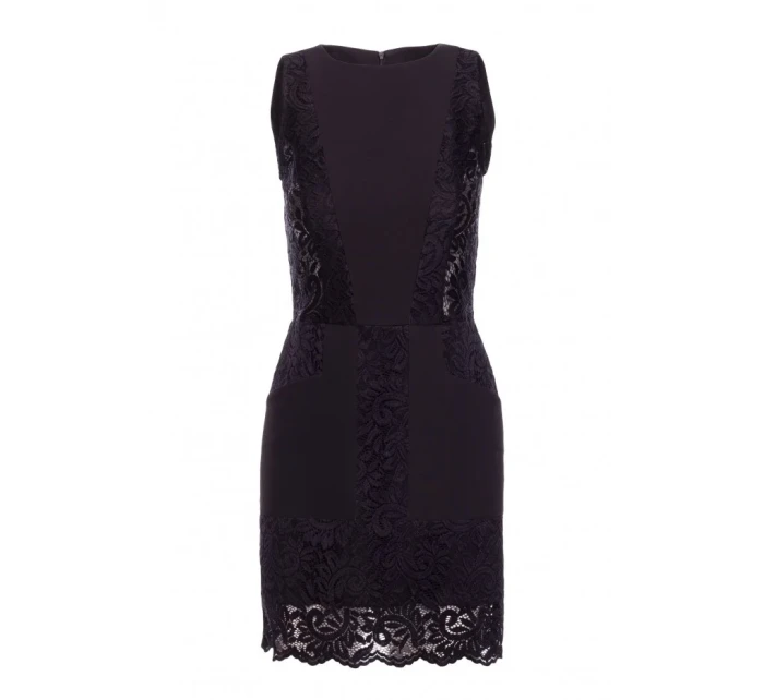 M864 Mini šaty s krajkovými panely - černé