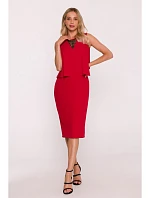 S422 Šaty s krajkovou vsadkou - červené