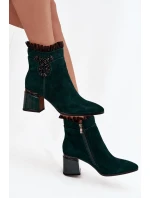 Dámské zateplené kotníkové boty z přírodního semiše D&A - lahvově zelená Dámské zateplené kotníkové boty z přírodního semiše D&A - lahvově zelená
