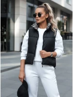 Dámská přechodná krátká prošívaná oboustranná vesta LEOVELLA černá FashionStreet TY4649