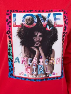 Americká dívčí grafická halenka červená S/M - L/XL