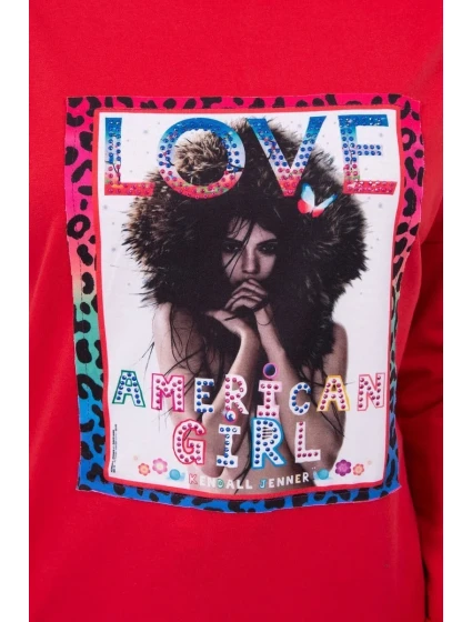 Americká dívčí grafická halenka červená S/M - L/XL