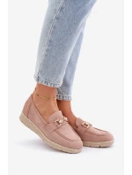 Dámské mokasíny s a zlatým detailem a pletením růžové model 21683732 - Boto