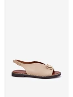 Sandály Na Ploché Podpatky S Dekorací Eko Kůže Béžové model 21685875 - Boto Sandály Na Ploché Podpatky S Dekorací Eko Kůže Béžové model 21685875 - Boto