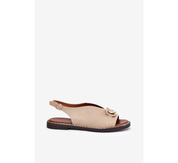 Sandály Na Ploché Podpatky S Dekorací Eko Kůže Béžové model 21685875 - Boto Sandály Na Ploché Podpatky S Dekorací Eko Kůže Béžové model 21685875 - Boto