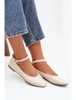 Dámské baleríny s páskem a sponou béžové model 21747629 - Boto