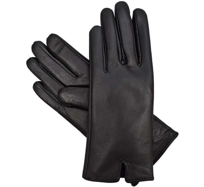 Dámské kožené antibakteriální rukavice model 16627204 Black - Semiline