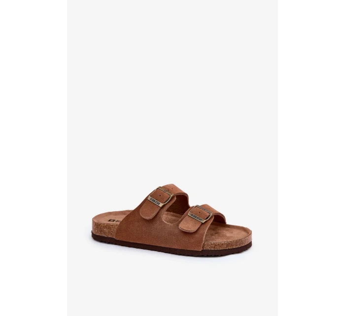 Dámské semišové pantofle s přezkami Big Star – hnědé Dámské semišové pantofle s přezkami Big Star – hnědé