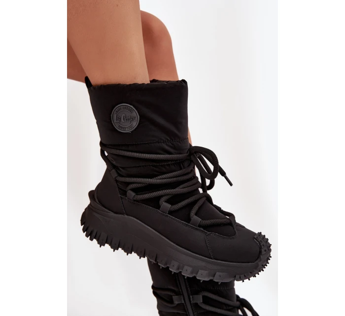 Dámské kožené sněhule na platformě Lee Cooper – černé Dámské kožené sněhule na platformě Lee Cooper – černé
